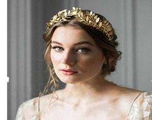 Akcesoria do włosów Europejska grecka bogini opaska na głowę metaliczne złoto liście gałąź korony zespół ślub Tiara3402681