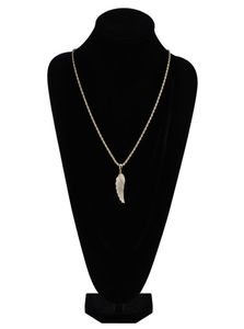 FashionGold White Gold Iced Out CZ Zirconia Lovers Angel Wing Necklace Chain Hip Hop Feather Wing Rapper Jewelry Gifts fo4425374