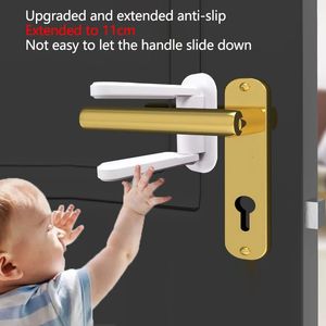 Universal Door Lever Lock Child Baby Safety Handle Rotation Proof Antitheft Deduction Adhesive 11cm Security 231227