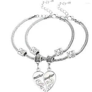 Länk armband 2 st trasig hjärta mor och dotter charm armband för kvinnliga gåvor mödrar smycken familj mamma jul xmas