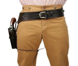 Party Masks Wild West Hip Gun Belt Holster Old Western Cowboy Leather Pistol Revolver Holder Fast Draw Rig Pirate Cosplay Gear For2253588