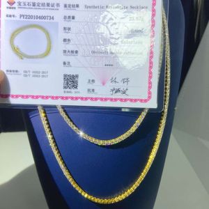 Vendita calda 3mm 10K 14K vero oro massiccio VVS Moissanite gioielli da uomo catena da tennis