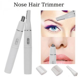 2-in-1 Hair Trimmer Nose Ear Hair Shaver Trimmer Eyebrow Scraper Safe Face Care Razor Cleaner for Men Women 231227