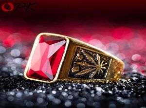 Nuevos anillos Punk dominantes de acero de titanio para hombres, rojo sangre, oro blanco, negro, circonita cúbica con incrustaciones, banda para dedo masculino235t7389690