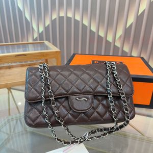 Womon Bolsa crossbody de luxo Bolsa de ombro Designer Bolsa Corrente de metal Bolsa CF Clássico Diamante Checker Moda Caviar Textura Mini Bolsa Flip Bolsa Acolchoada Bolsa Embreagem