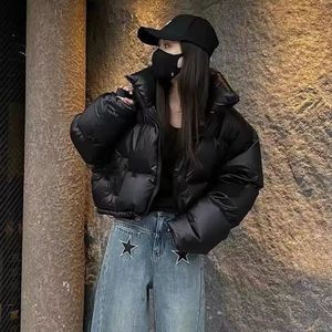 Dicke Frauen Parkas Winter Warm Lose Puffy Mäntel Baumwolle Gepolsterte Stehkragen Koreanische Jacken Schwarz Mode Weibliche Kleidung 231228