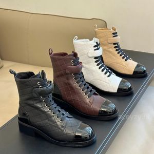 Stivali da donna Stivaletti Stivaletti Mezzi Pelle di vitello Suola spessa nera Martin elastico rialzato Testa tonda Scarpe stringate Stivali da moto con apertura con cerniera regolabile