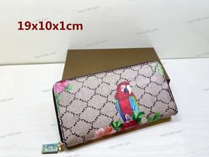 Designer wallet Luxury Ophidia Coin Wallet Men Women Credit Card Holder Fashion Painting Flower and Bird double G letter long clutch Double figure zipper purse