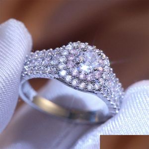 Anéis de cluster diamante zircão anéis para mulheres cluster noivado casamento anel de pedra preciosa moda jóias finas gota dhgarden dh8fj