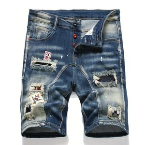 Moda Erkek Kısa kot yırtılmış marka giyim Bermuda Homme Pamuk Günlük Şort Erkekler Denim Erkek 231227