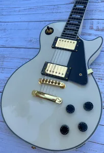 Guitarra elétrica personalizada, Caston branco creme, tinta importada, luz brilhante, acessórios dourados, pacote relâmpago