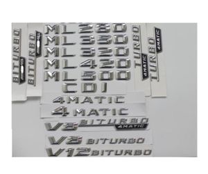 Chrom-Kofferraumbuchstaben-Abzeichen-Emblem-Emblem ML55 ML63 AMG ML300 ML320 ML350 ML400 ML500 4MATIC CDI W166 W16424974742117410