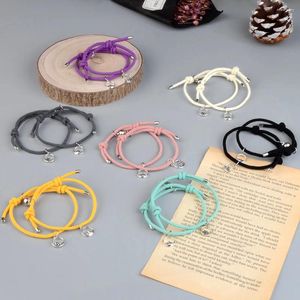 Braccialetti con ciondoli 2 pezzi / set Coppia braccialetto magnetico Amanti per sempre Amicizia Corda regolabile Donna Uomo Regalo gioielli ragazza accoppiato