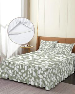 Bettrock, grasgrünes Blatt, Weinreben-Textur, elastische Tagesdecke mit Kissenbezügen, Matratzenbezug, Bettwäsche-Set, Bettlaken
