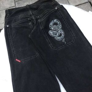 Streetwear Y2k Hip Hop Snake Graphic Print Gothic Oversized Baggy Jeans Black Pants Men Women Haruku Goth Wide Trousers