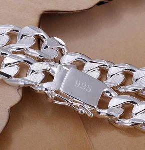 Bracelet Pulsera de primera ley para hombre y mujer brazalete plata esterlina 925 color fino 10MM cuadrado39219101346306