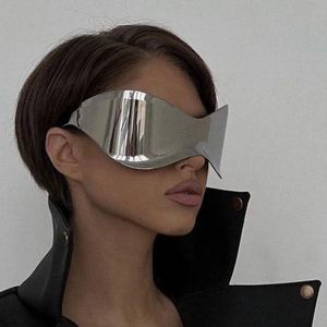 2023 Mode übergroße Sonnenbrille im Freien für Frauen Goggle Y2K Sonnenbrille Männer Schwarze Schatten Frau Mirror 231227