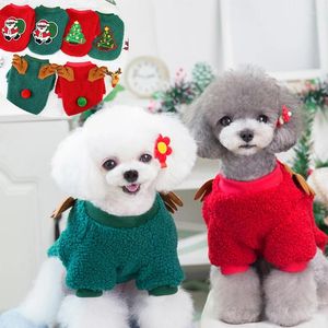 Dog Apparel Christmas Clothes Elk Santa Claus Warm Pet Year Winter Coat Outfit Costumes Soft Puppy Cat Halloween Costume Small