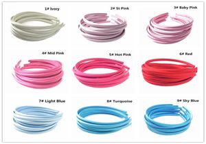 10pcslot 10mm 30 färger fast färg satin tyg täckt hart hårband ribbon vuxna flickor pannband barn DIY Hårtillbehör7291930