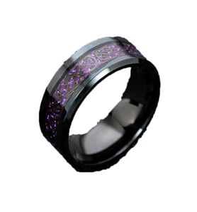 Новое кольцо с фиолетовым драконом для мужчин, свадебное кольцо из нержавеющей стали из углеродного волокна, черный дракон, удобная посадка, кольцо, модные украшения Q07089733827