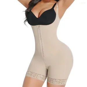 Body modellante da donna Fajas colombiano con zip posteriore nascosta e ganci Shapewear Body regolabile ad alta compressione per il controllo della pancia