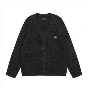 Viviennewestwood Queen Mother Vivian Saturn broderi stekt degvridningar vneck cardigan tröja stickrock