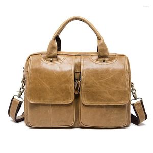 Дизайнерский портфель Mens портфель модный ноутбук корпус на искренний кожаный ретро -мессенджер сумки для плеча 2024