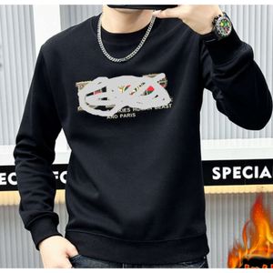 CairEuropean Station 2023 New Autumn Hot Diamond Printed Bottom Shirt for Men's Trendy Brand Casual Round Neck Sweater for Men's Wear