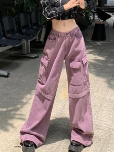 Jeans da donna Tasche multiple da donna Stile safari retrò americano Lavaggio Pantaloni all-match Sweet Hip Hop Advanced Denim Autunno