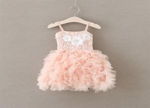 Girls Pärled Flowres Party Dress Girl Lace Suspender Tiered Tulle Tutu Dresses Kids Pink Princess Clothing A9360204D5801838