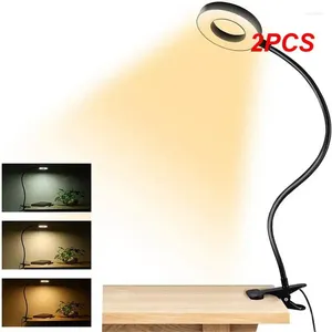 Настольные лампы 2pcs List Light Light Light Light Lod Clamp-On Desk Lamp с 3 цветными режимами и 10 яркости гибкой для видео для видео