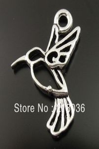 100 st antik silver kolibri fågelfluga charms hängen för smycken gör fynd europeiska armband handgjorda hantverk accessor6106108