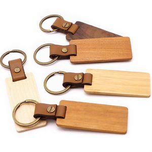 Hundhalsar Leases Dog Collar Leases Wholesale 20st Wood ID Tag för husdjursnamn Taggar Laser Blank Keychain Rectangar Key Ring Pend Dhamo