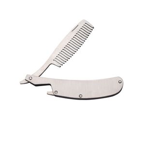 Foldable Beard Comb Stainless Steel Comb Mustache Styling Combs Shaving Tools for Men Mustaches and Hair