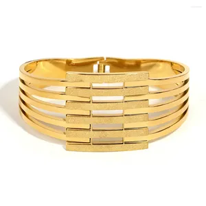 Bangle Stainless Steel Hollow Cuff For Women Unisex Wide Version Golden Bracelet Fashion Jewelry Accessories Party Gifts