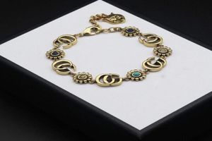 Luxury Design Bangles Brand Letter Bracelet Chain Famous Women 18K Gold Plated Crystal Rhinestone Pearl Wristband Link Chain Coupl6494714