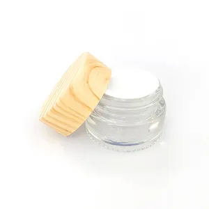 Packing Bottle Wood Grain Plastic Lid Glass Jar Cream Container 5.0ml Wax Thick Oil Clear Tank Cosmetic Jars for Sample Containers Accessories