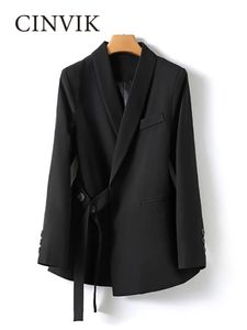 Cinvik Woman Two Piece Set ternos de escritório Blazer Sets Outifits Suit Use Roupas femininas Clothing feminino 231227