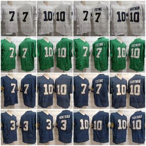 7 Audric Estime Notre Dame College Football Jersey 10 Sam Hartman Joe Montana White Green Stitched Football College Jerseys Mens NO NAME