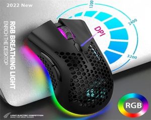 Mice 2023 Rechargeable USB 24G Wireless RGB Light Honeycomb Gaming Mouse for Desktop PC Computers Notebook Laptop Mice Mause Game6755069