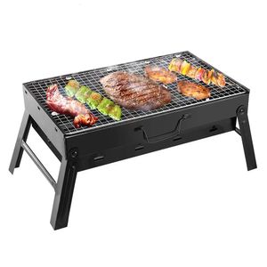 Tragbarer Grill BBQ Charcoal Grill Super Mini Grill Edelstahl Werkzeugkit Outdoor Cooking Camping Picknick Strand Camping Grill 231227