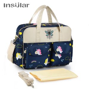 Style Waterproof Diaper Bag stora kapacitet Messenger Travel Bag Multifunktionell moderskap Mother Baby Barnväskor 231227