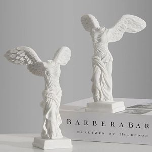 サモトレースの翼のある勝利レトロな女神彫像アクセサリーリビングルームインテリアブックシェルフギフトオフィスデスク装飾231228