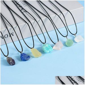 Pendant Necklaces Natural Stone Crystal Amethyst Irregar Rough Pendant Necklace Topaz Lapis Rose Quartz Pendants Drop Delive Dhgarden Dhbvm