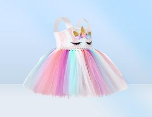 Nuovo abito tutu con fascia per ragazze bambini unicorno paillettes di paillettes di tulle in tulle costume veloce spedizione 6851170