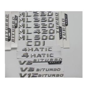 Chrome Trunk Letters Badge Emblematy Emblematy ML55 ML63 AMG ML300 ML320 ML350 ML400 ML500 4MATIC CDI W166 W16424974745369552