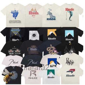 Summer Collection Rhude Tshirt Oversize Heavy Fabric Couple Dress Top Quality t Shirt 1FYH