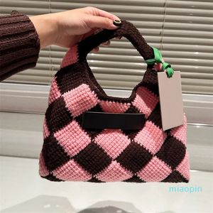 Designer de malha sacos das mulheres bolsa de luxo meninas inverno ombro quente macio malha sacos moda marca bolsas verificar hobos designers totes