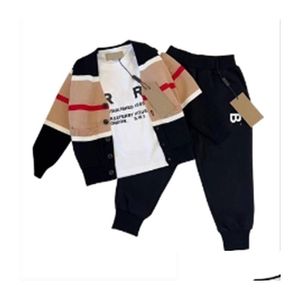 Roupas Define roupas Novo Autumn e Winter Designer Sewing Childrens Fashion Sweater Casual Sweater de alta qualidade Conjunto de duas peças Tamanho 90cm-150cm DH32L