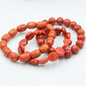 Länk armband fahsion charms trumboll naturliga material korall pärlor elastiska rep smycken för kvinnor vintage eleganta tillbehör gåvor